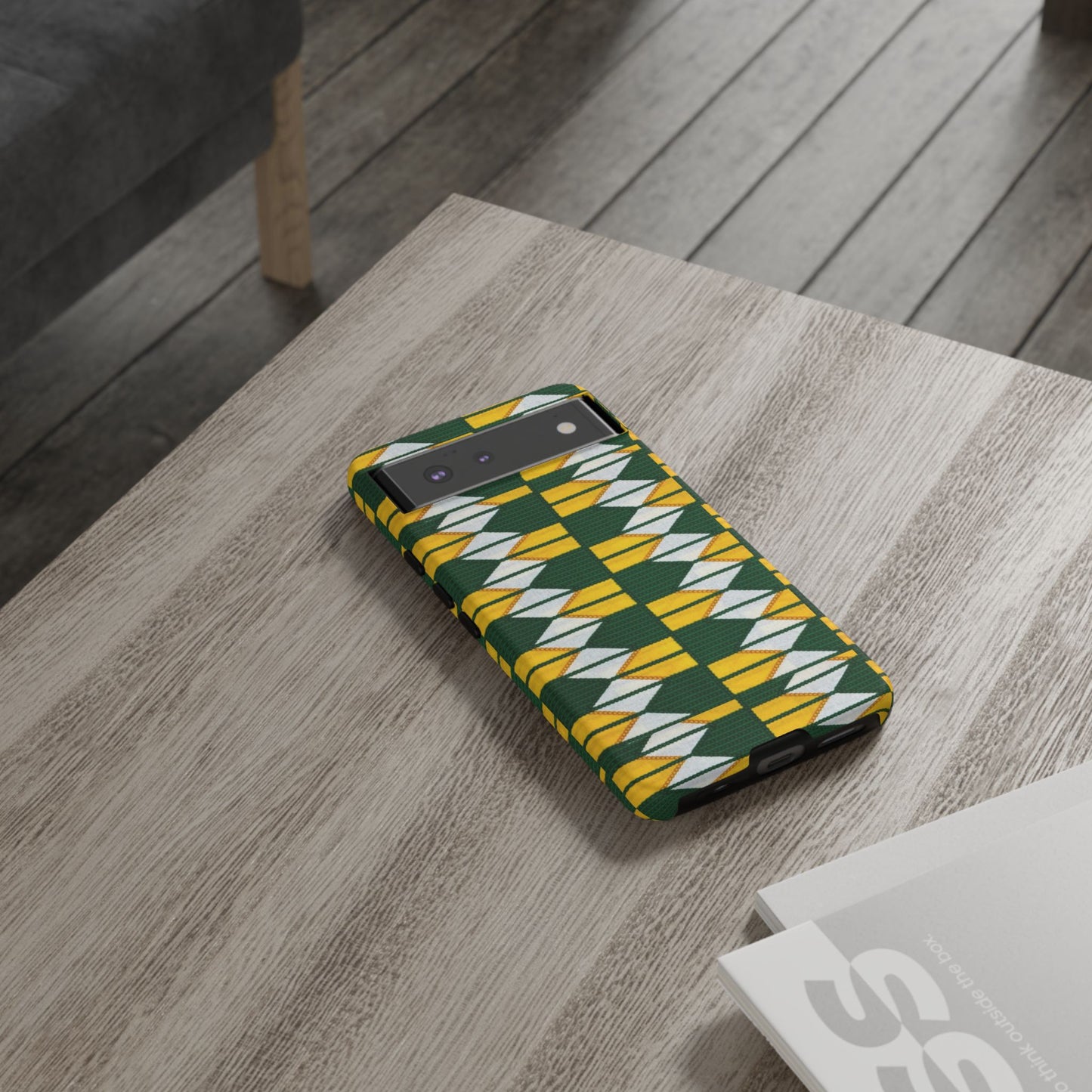 Green Gold White Ankara Google Pixel Tough Cases | African Google Pixel Case | Afrocentric Google Pixel Case