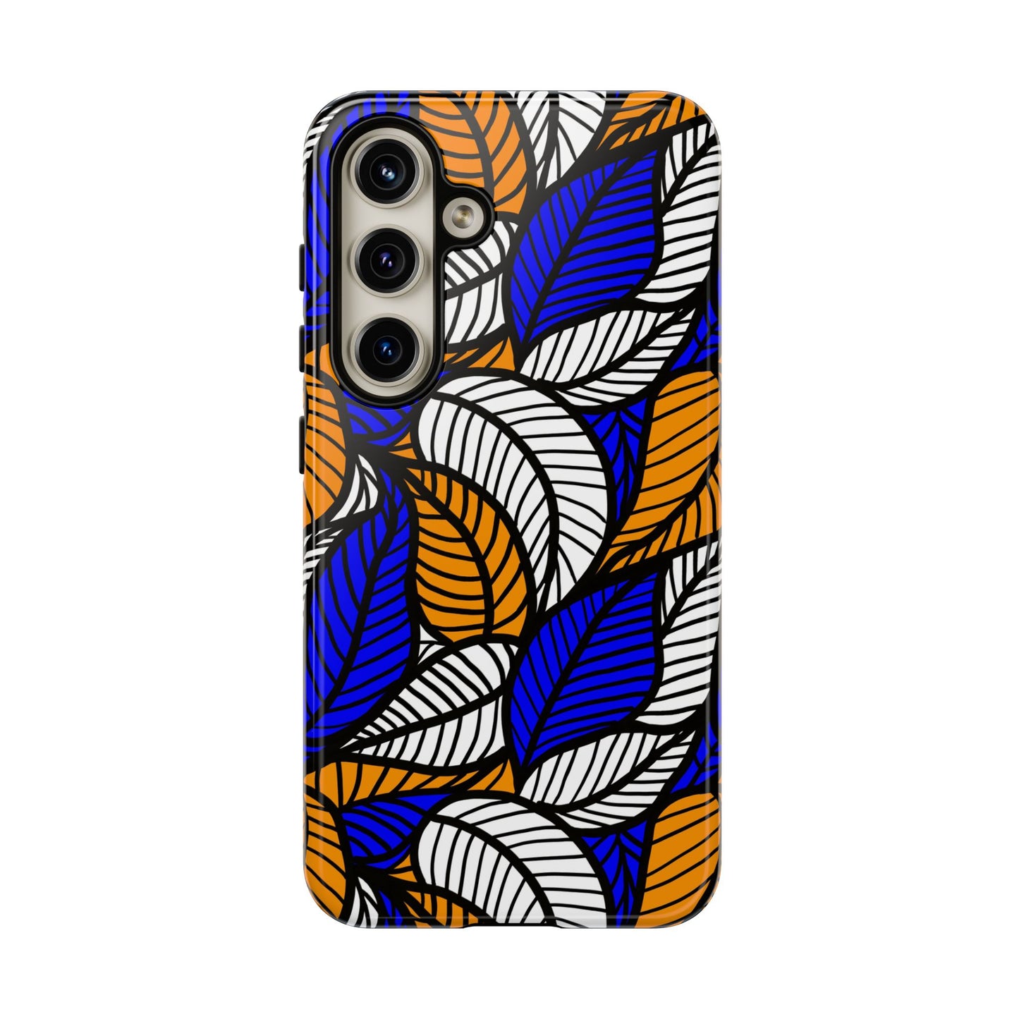 Blue and Gold Leaf Ankara Samsung Tough Cases | African Samsung Case | Afrocentric Samsung Case | Ankara Samsung Phone Case