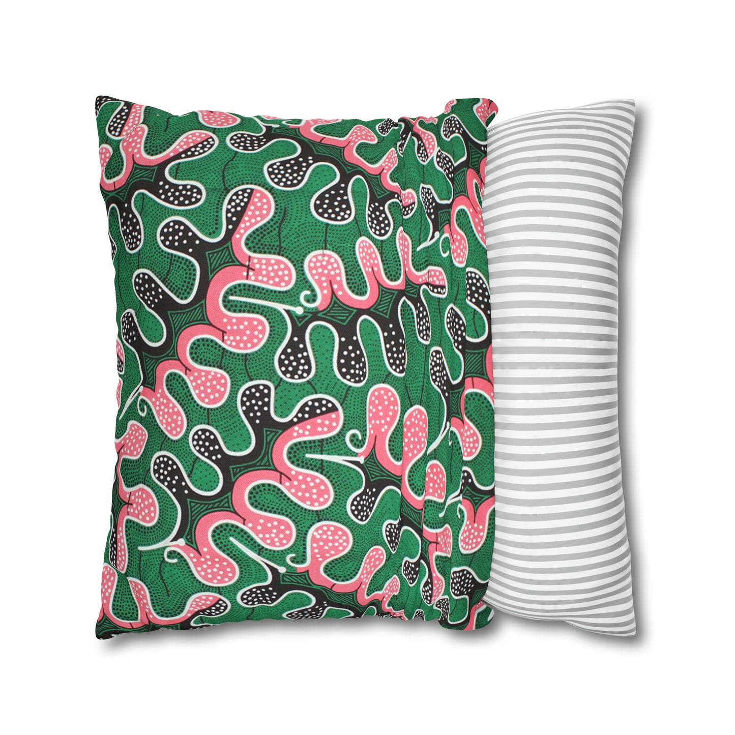 Pink and Green Ankara Square Pillow Case | Afrocentric Pillow Case
