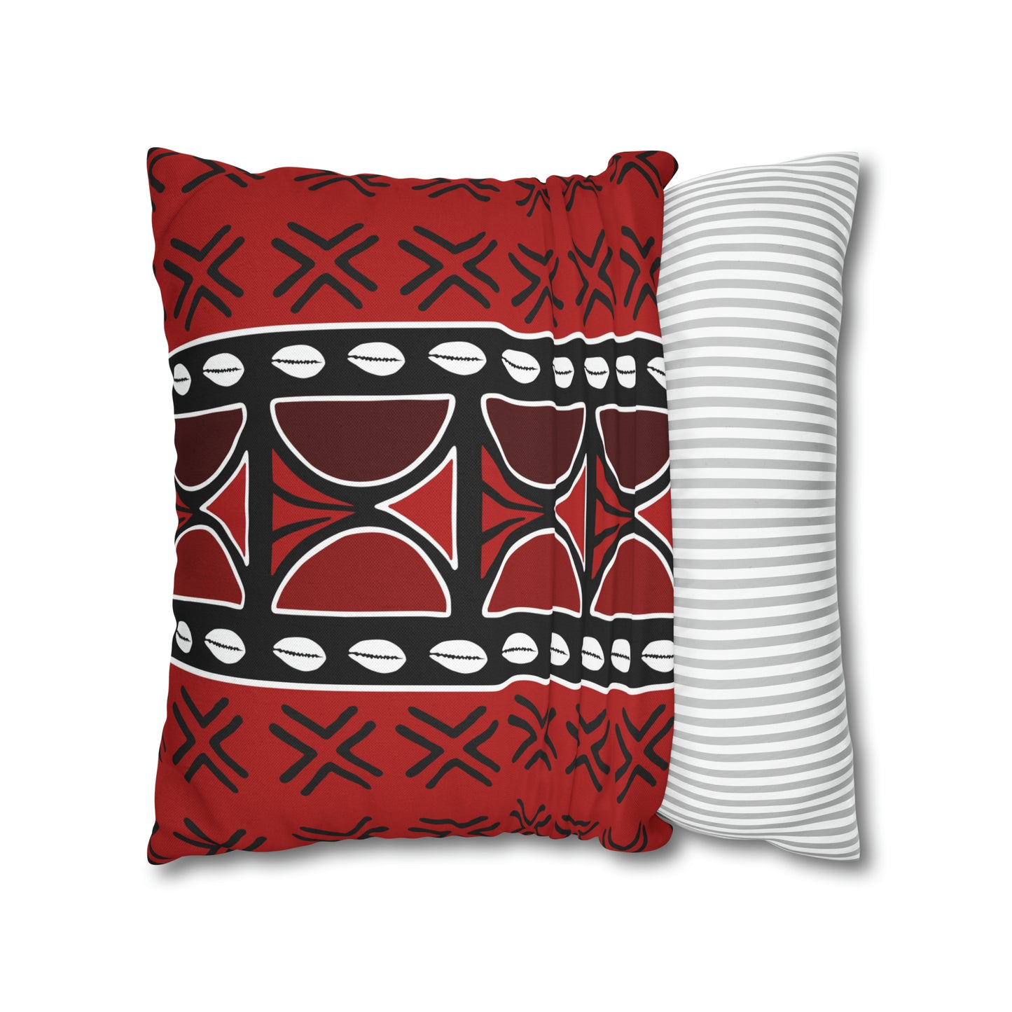 Red Mudcloth Ankara Square Pillow Case | Afrocentric Pillow Case