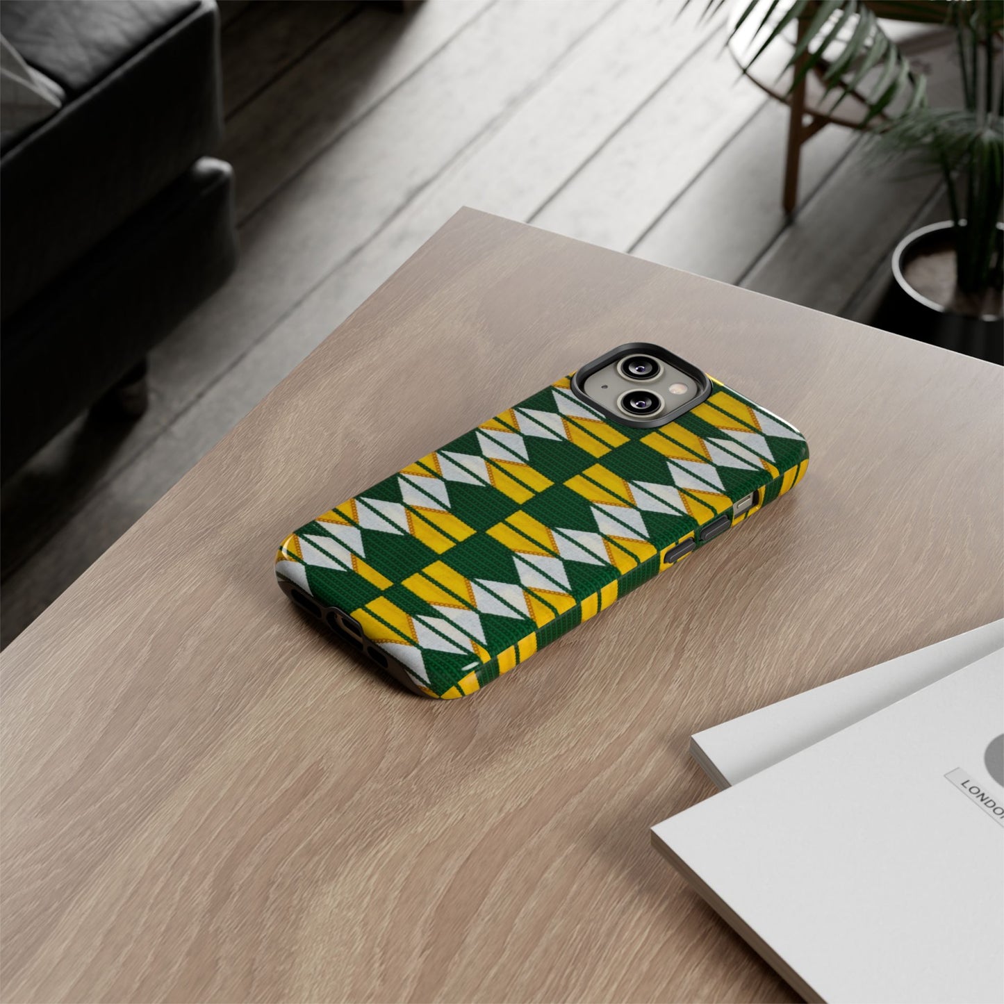 Green Yellow White iPhone Tough Cases | Ankara iPhone Case | Afrocentric iPhone Case