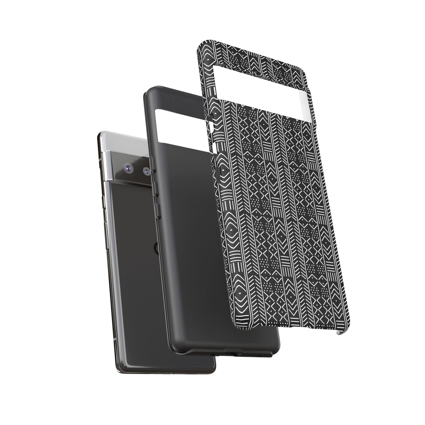 Black & White Mudcloth Google Pixel Tough Cases | African Google Pixel Case | Afrocentric Google Pixel Case