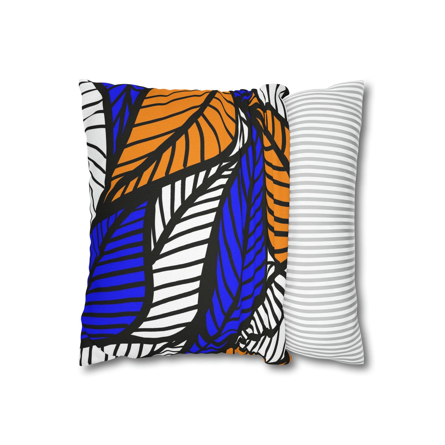 Blue Ankara Polyester Square Pillow Case | Afrocentric Pillow Case
