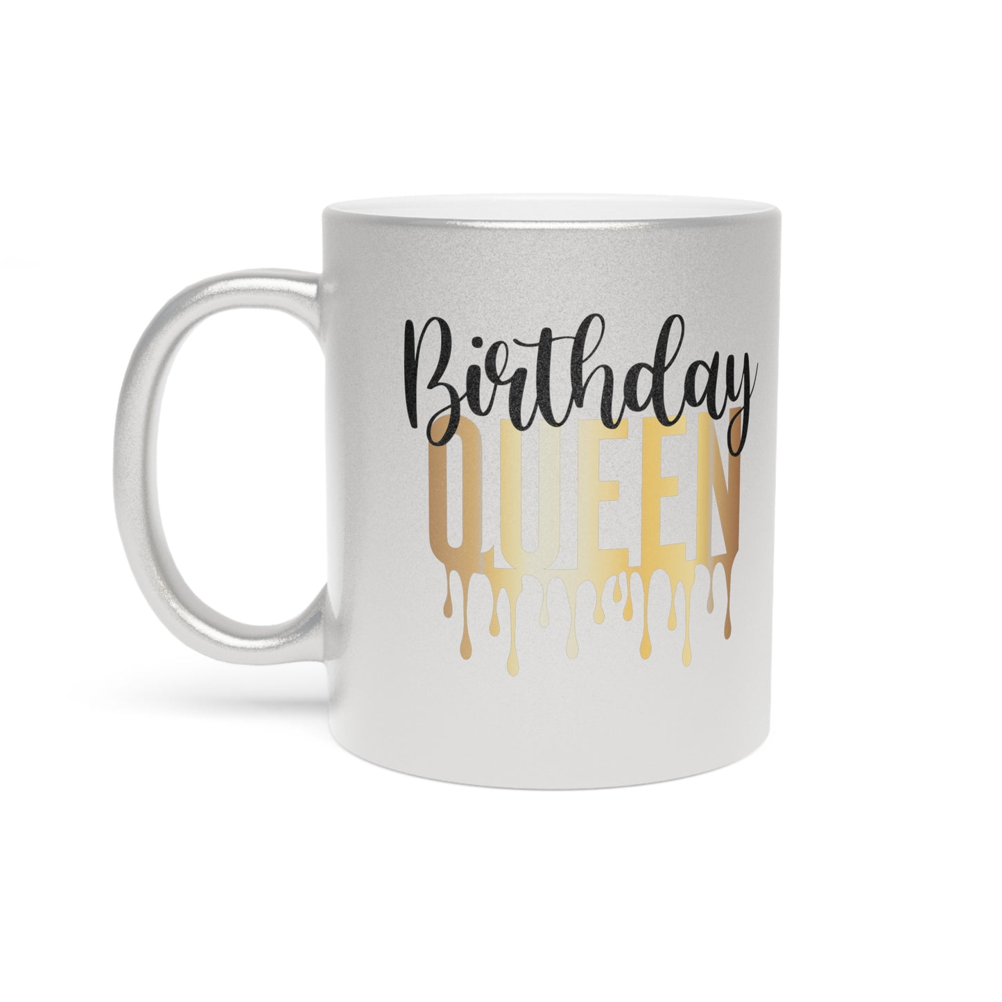 Personalized Birthday Queen Silver Metallic Mug | Birthday Gift