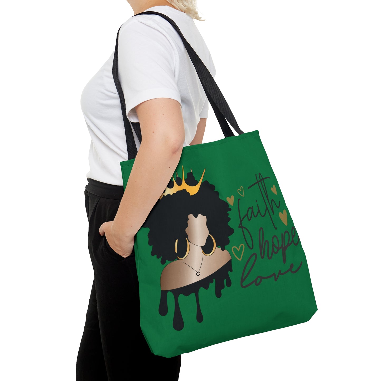 Dark Green Faith...Hope...Love Tote Bag