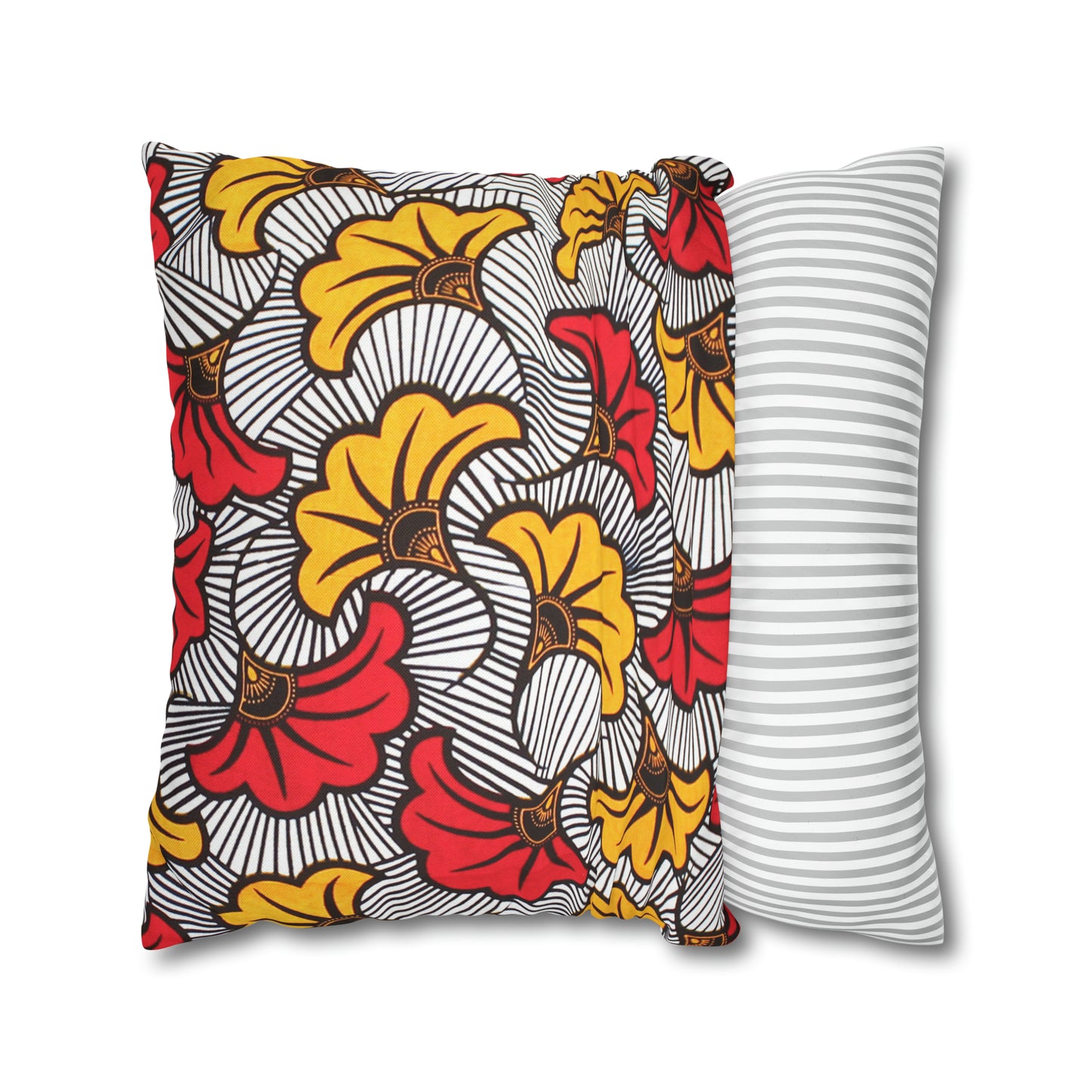 White and Orange Ankara Square Pillow Case | Afrocentric Pillow Case