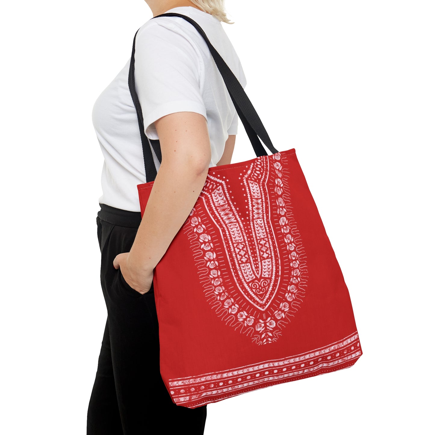 Red and White Dashiki Tote Bag