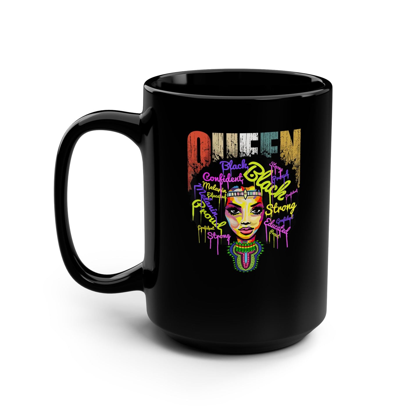 Black Queen Mug, 15oz | Afrocentric Coffee Mug | Natural Hair Mug | Black Girl Mug | Personalize It