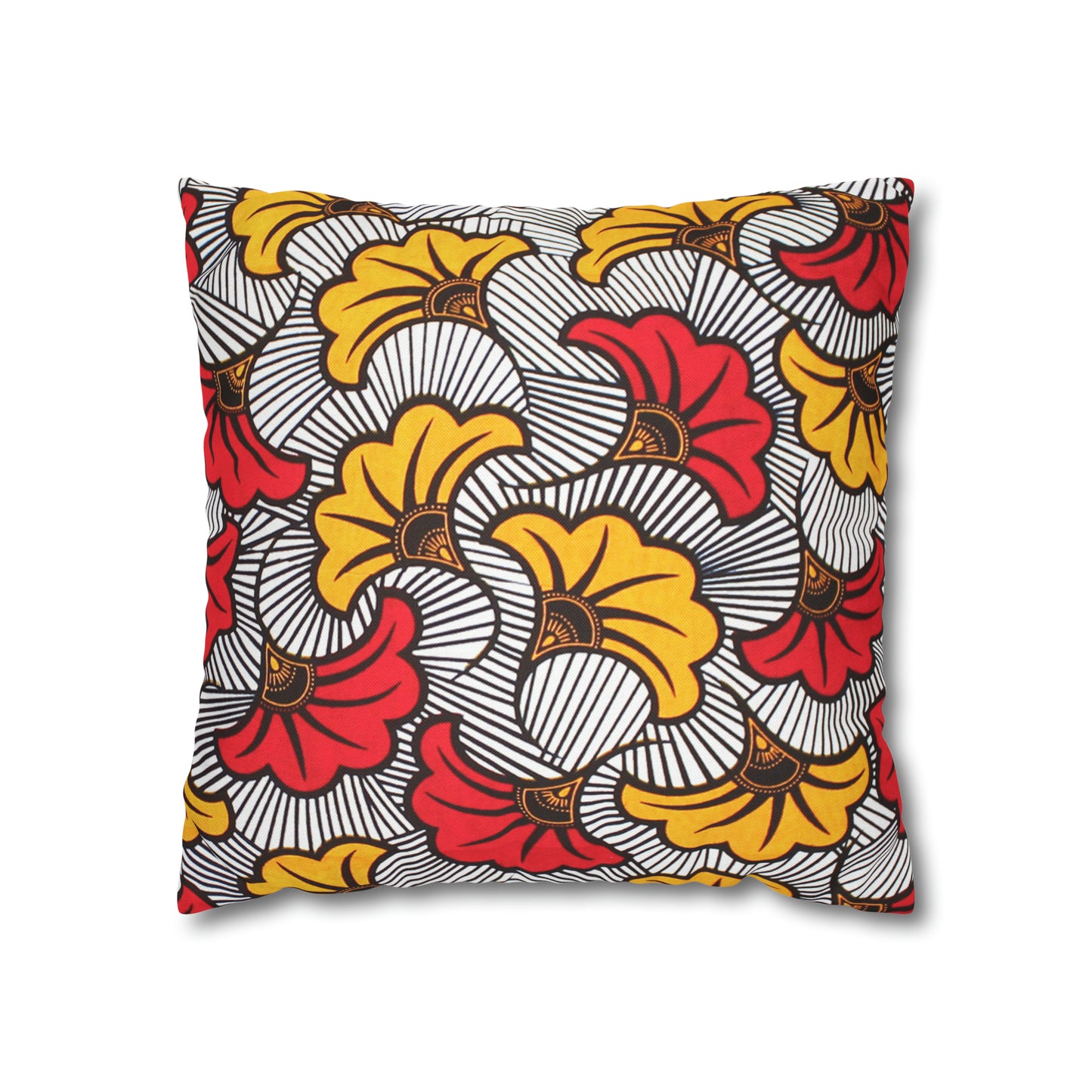White and Orange Ankara Square Pillow Case | Afrocentric Pillow Case