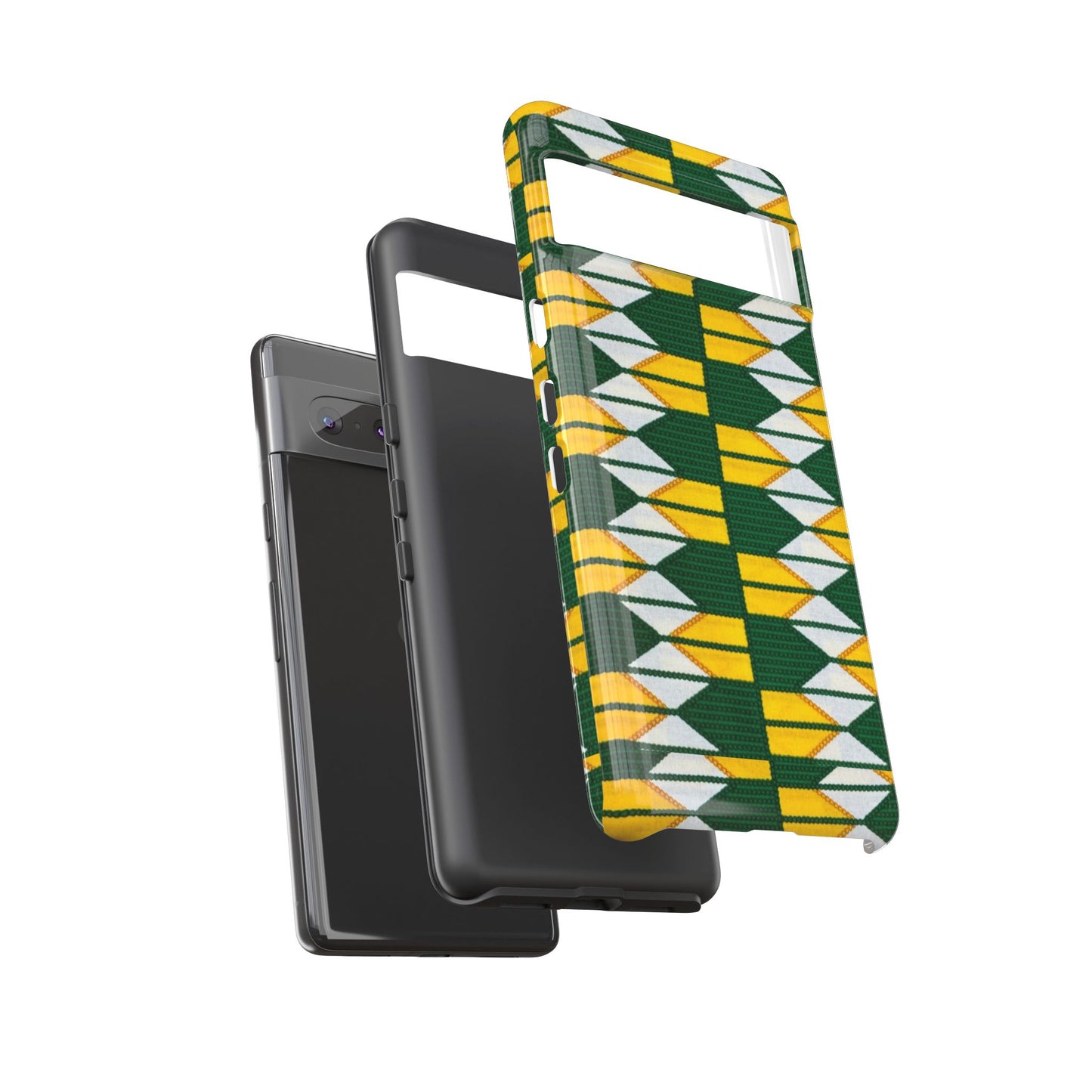 Green Gold White Ankara Google Pixel Tough Cases | African Google Pixel Case | Afrocentric Google Pixel Case