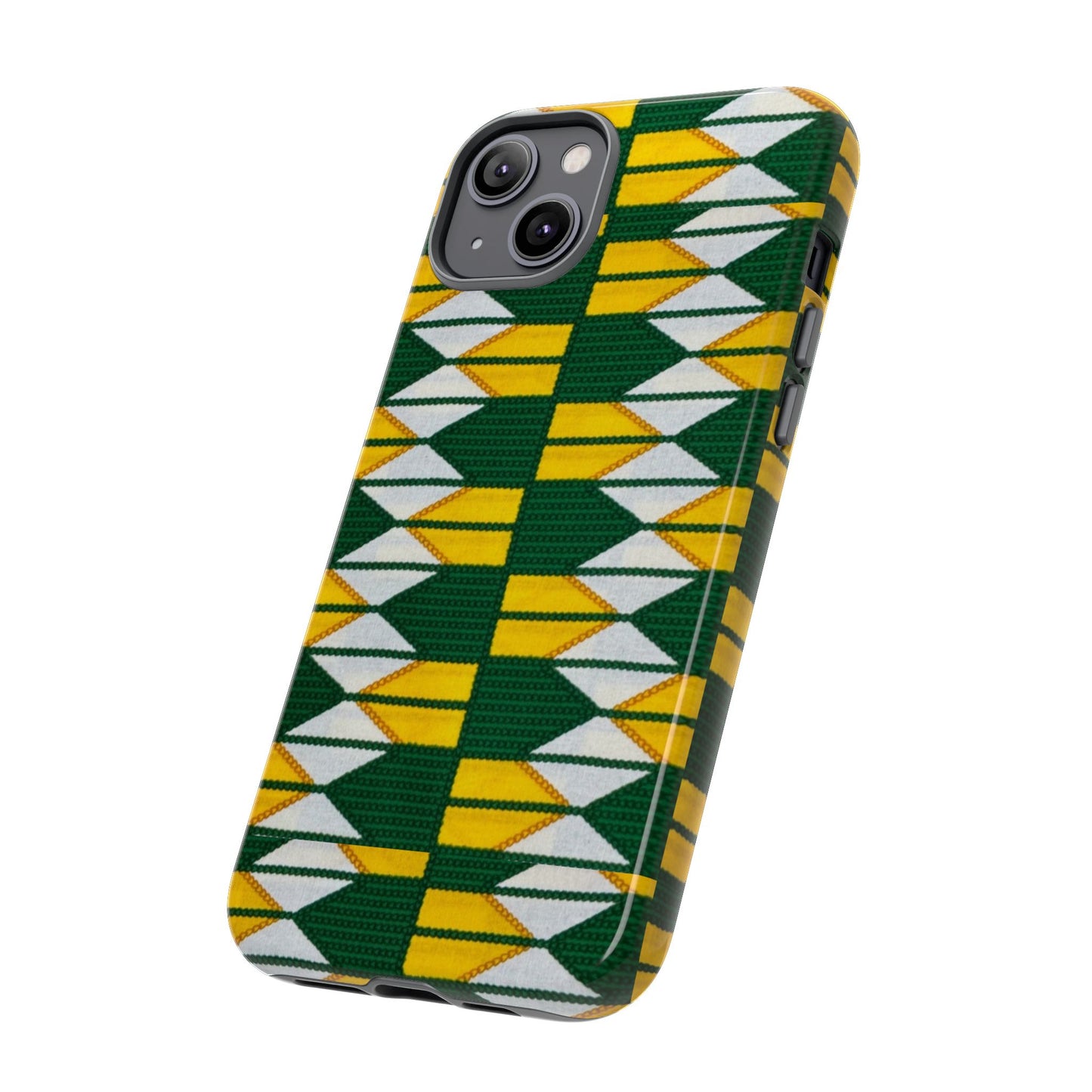 Green Yellow White iPhone Tough Cases | Ankara iPhone Case | Afrocentric iPhone Case