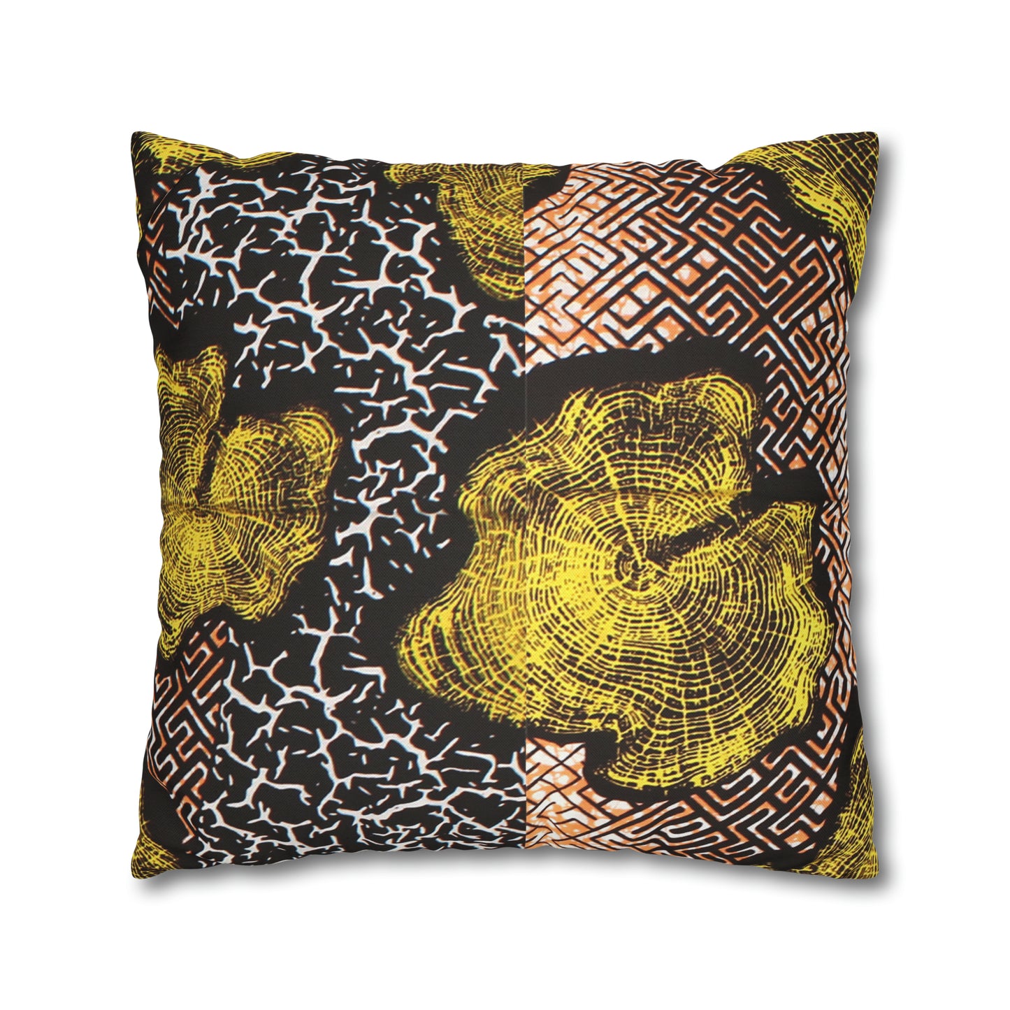 Black and Gold Ankara Square Pillow Case | Afrocentric Pillow Case