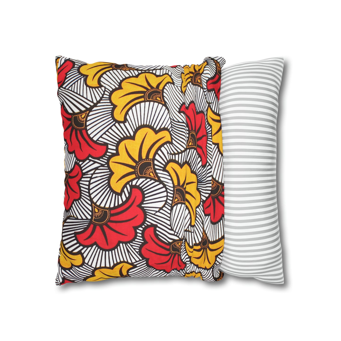White and Orange Ankara Square Pillow Case | Afrocentric Pillow Case
