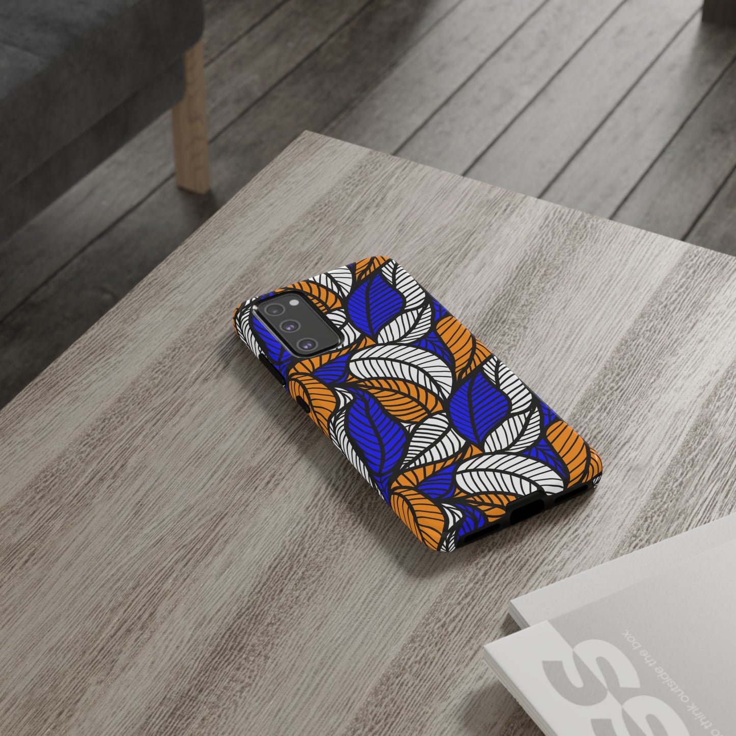 Blue and Gold Leaf Ankara Samsung Tough Cases | African Samsung Case | Afrocentric Samsung Case | Ankara Samsung Phone Case