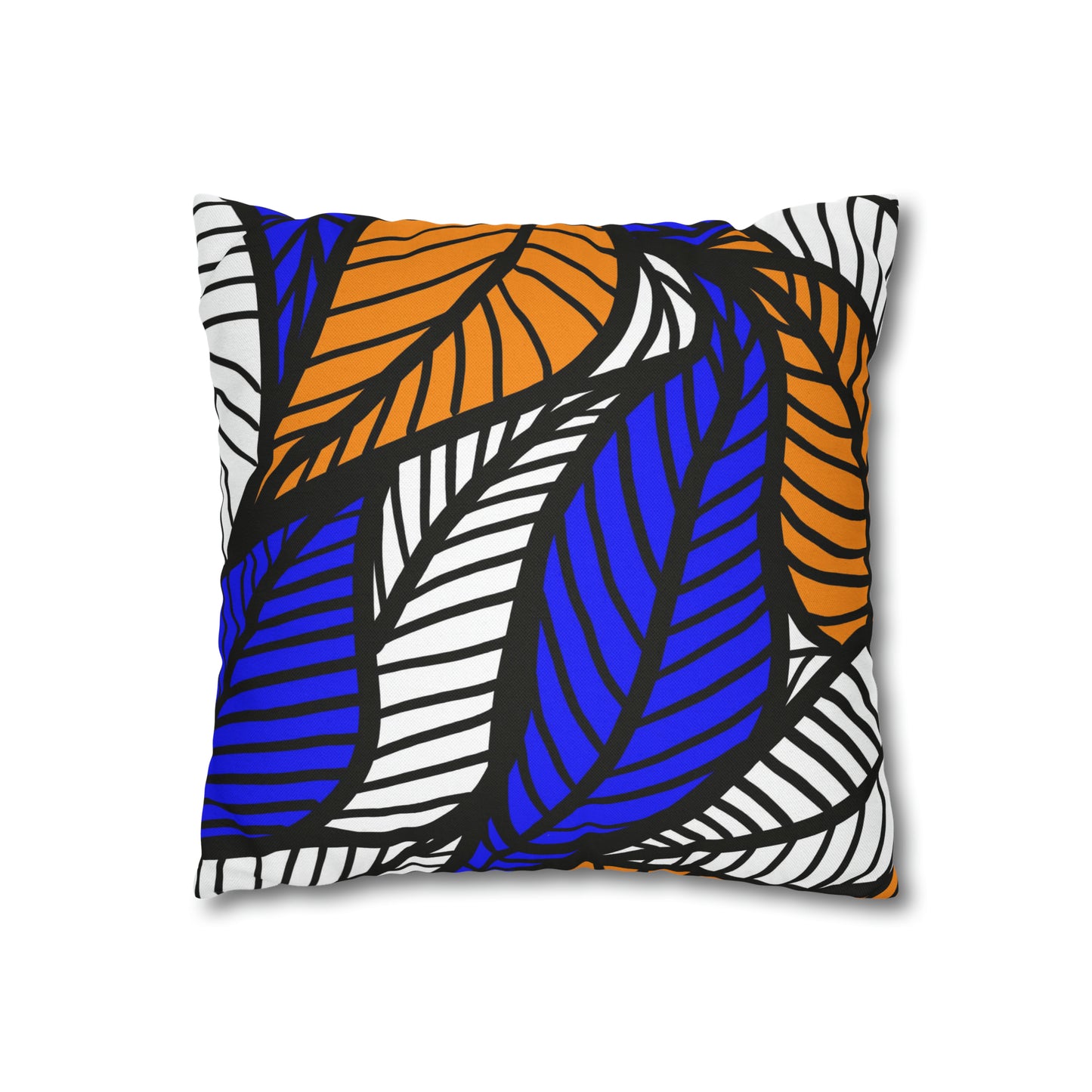 Blue Ankara Polyester Square Pillow Case | Afrocentric Pillow Case