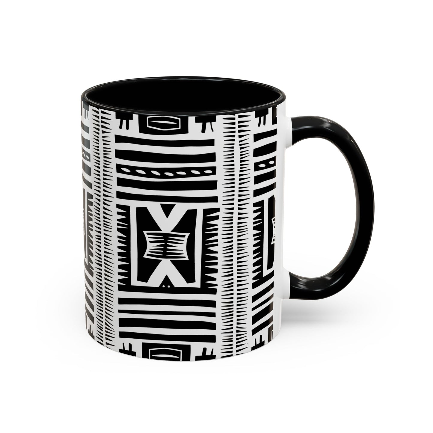 Boho Chic Accent Coffee Mug - Unique Black and White Design, Perfect Gift for Her, Modern Home Decor, Coffee Lover, Tea Enthusiast