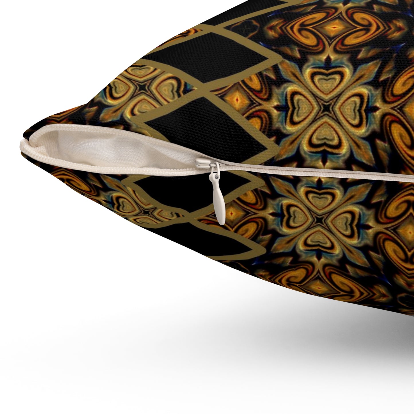 Black Ankara Print Polyester Square Pillow | Afrocentric Pillow | African Pillow