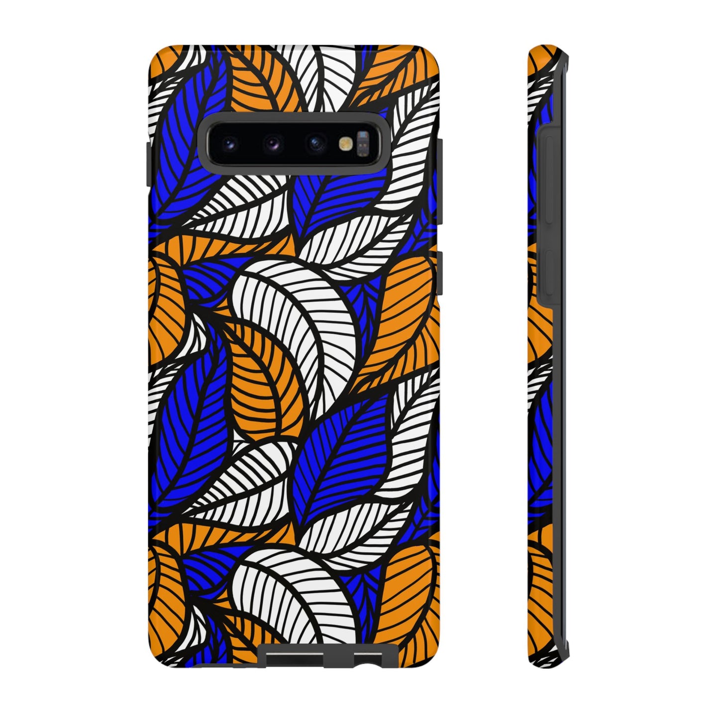 Blue and Gold Leaf Ankara Samsung Tough Cases | African Samsung Case | Afrocentric Samsung Case | Ankara Samsung Phone Case