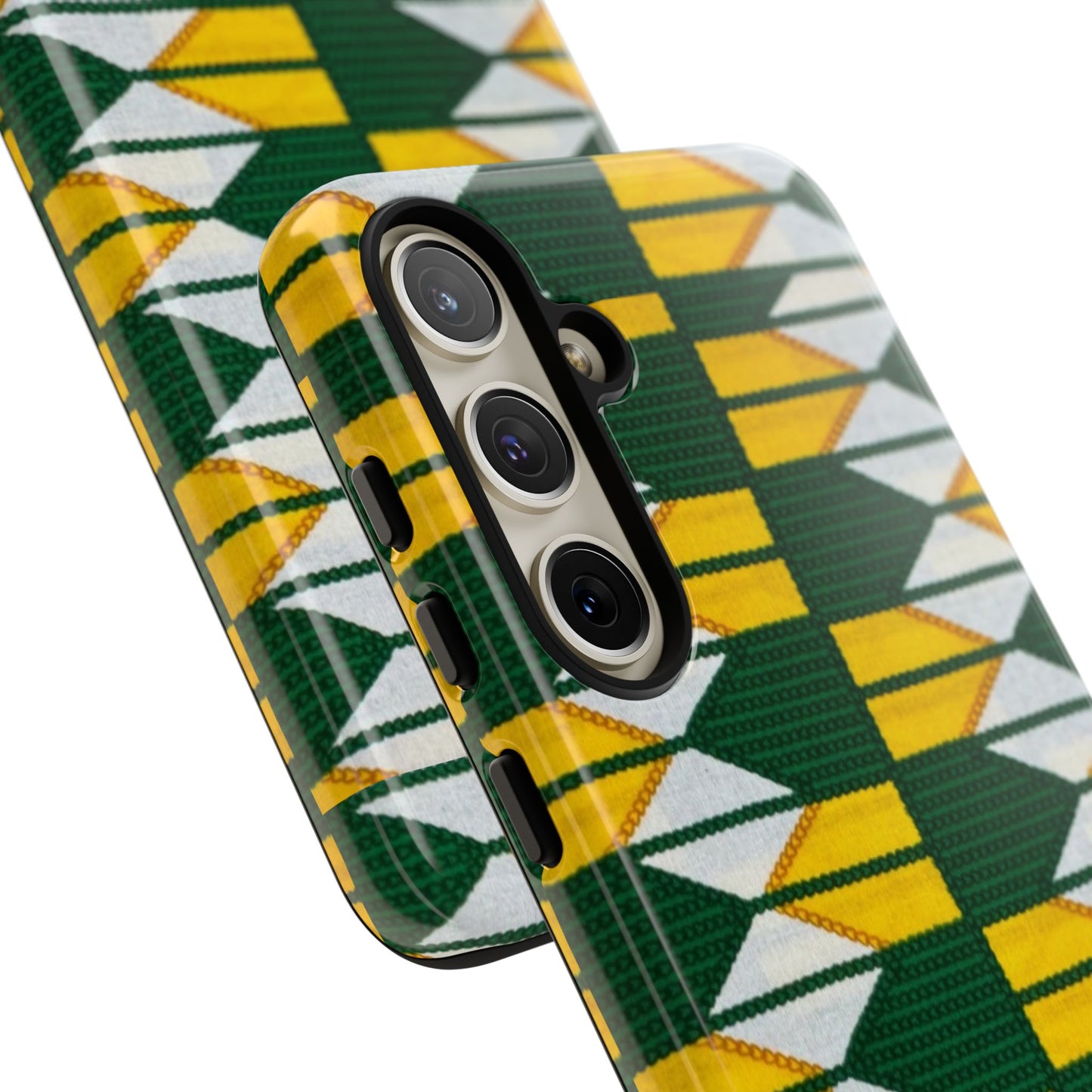 Green Yellow White Ankara Samsung Tough Cases | African Samsung Case | Afrocentric Samsung Case | Ankara Samsung Phone Case