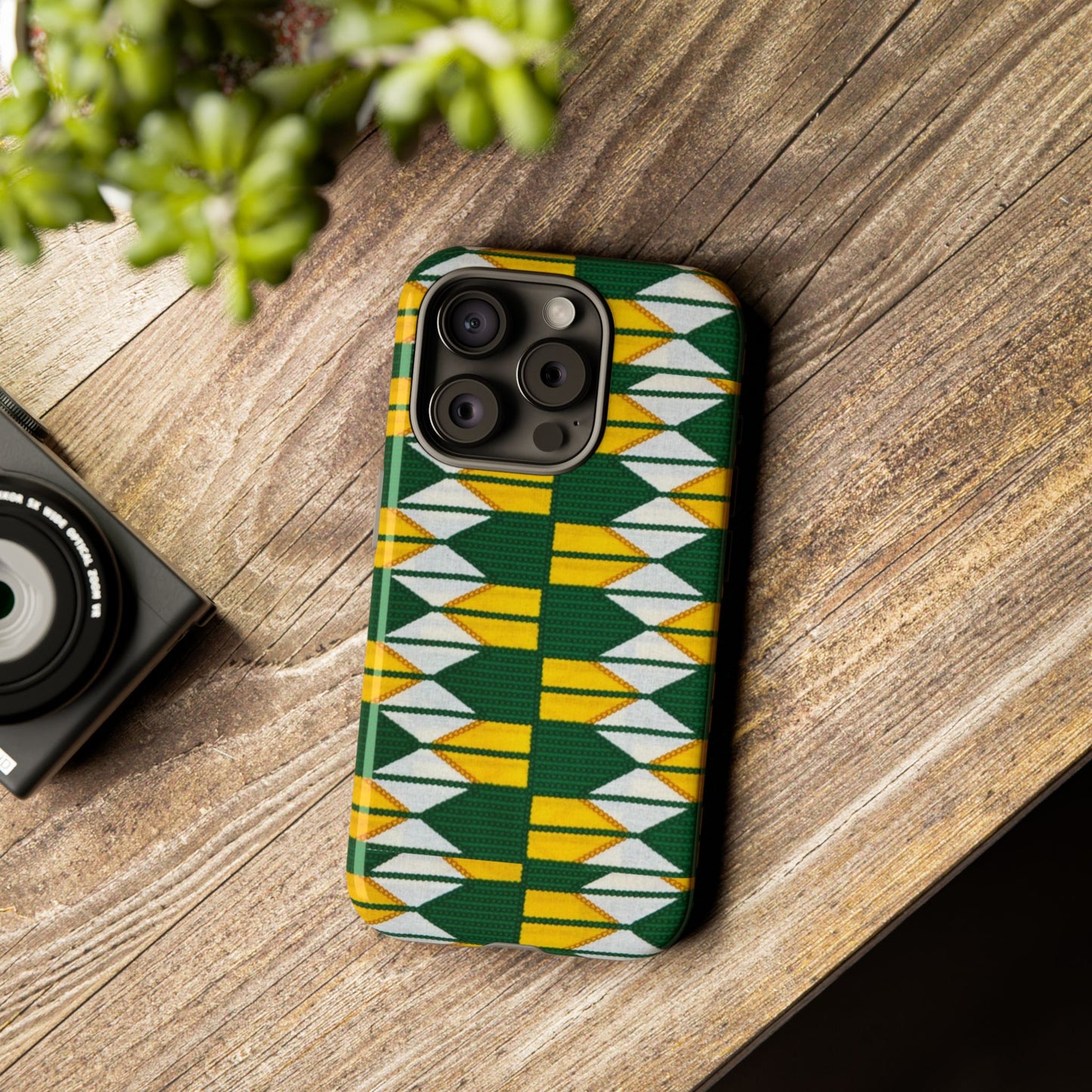 Green Yellow White iPhone Tough Cases | Ankara iPhone Case | Afrocentric iPhone Case