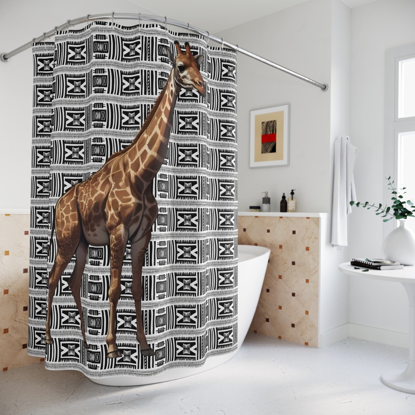 Stylish Giraffe Shower Curtain, Animal Decor, Bathroom Accessory, Gift for Animal Lovers, Modern Home Decor, Unique Bathroom Design