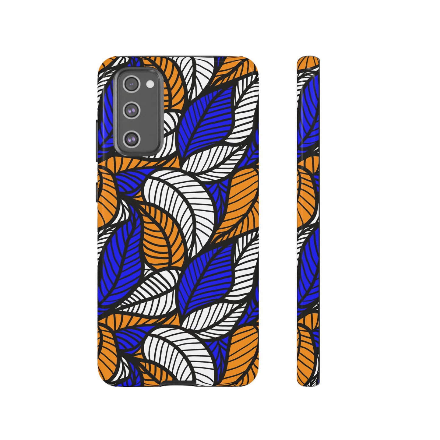 Blue and Gold Leaf Ankara Samsung Tough Cases | African Samsung Case | Afrocentric Samsung Case | Ankara Samsung Phone Case