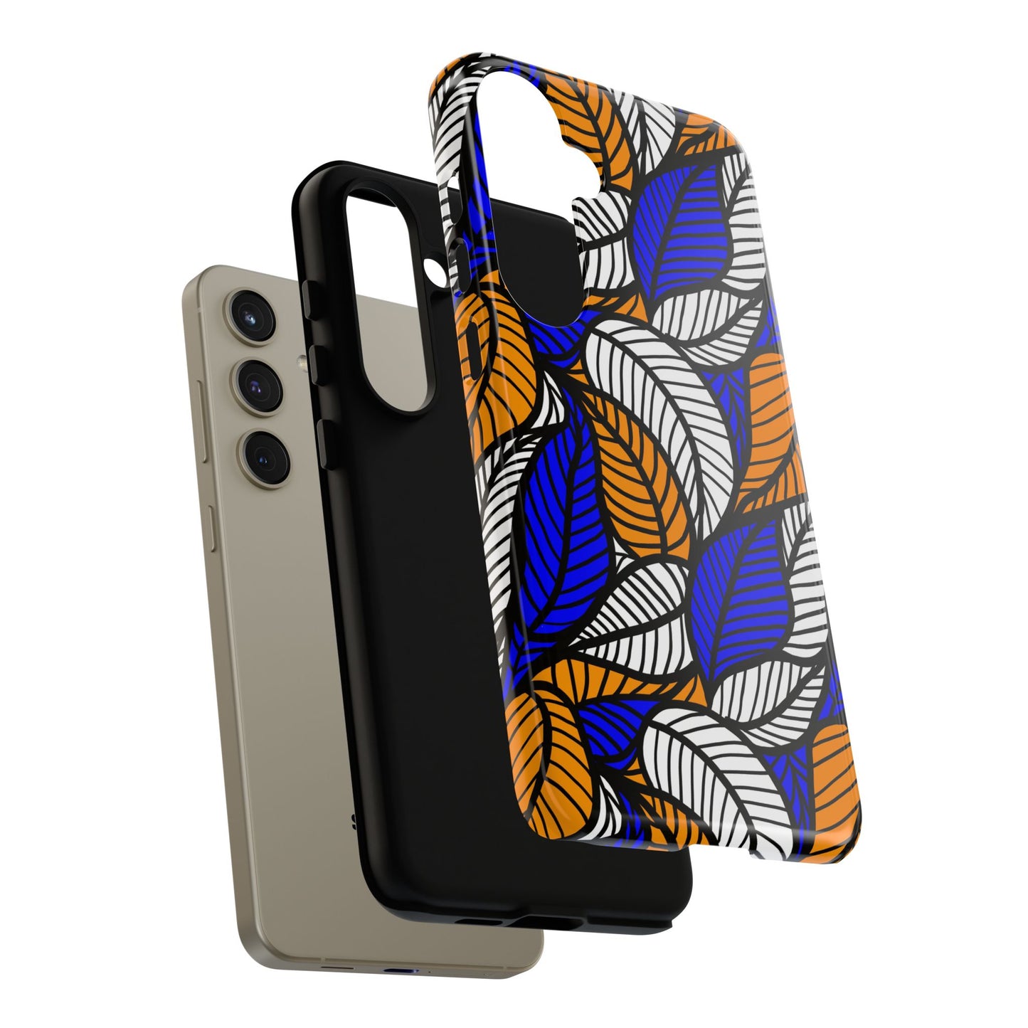 Blue and Gold Leaf Ankara Samsung Tough Cases | African Samsung Case | Afrocentric Samsung Case | Ankara Samsung Phone Case