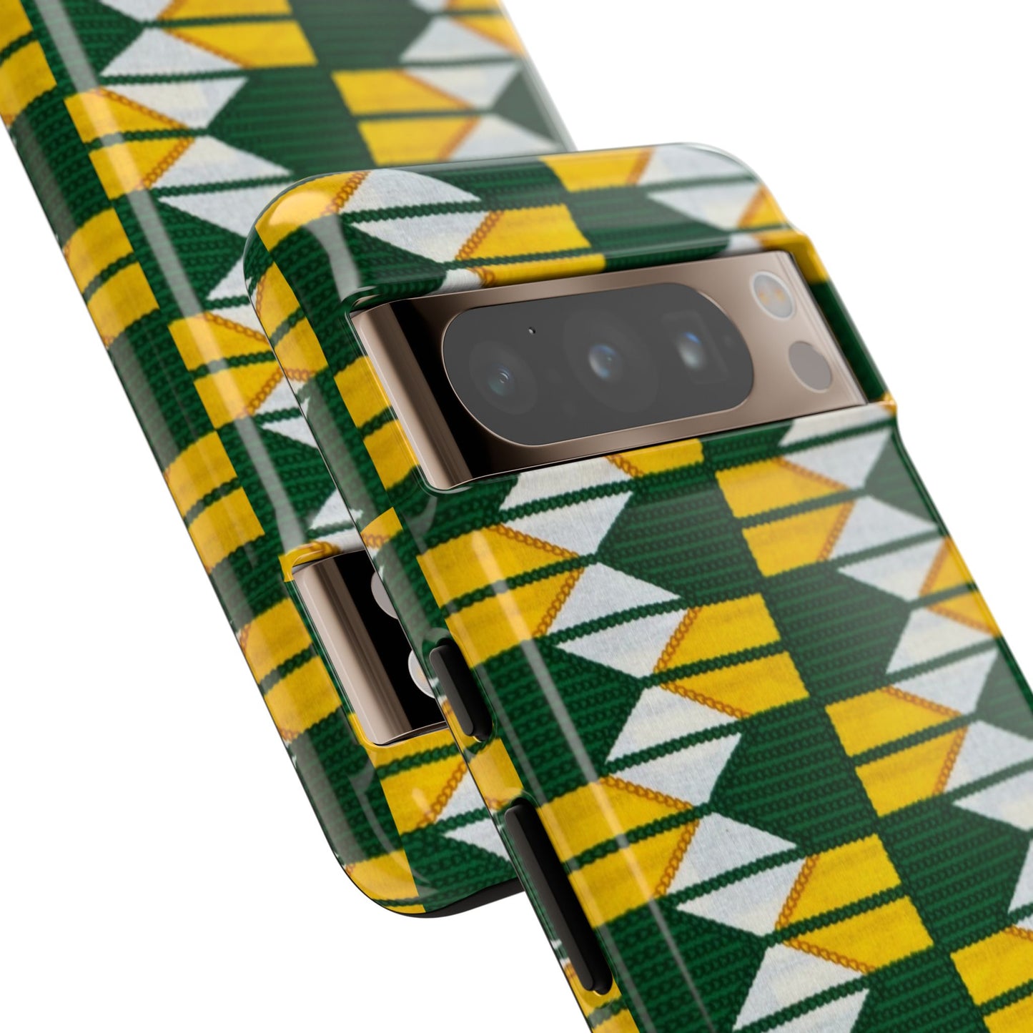 Green Gold White Ankara Google Pixel Tough Cases | African Google Pixel Case | Afrocentric Google Pixel Case