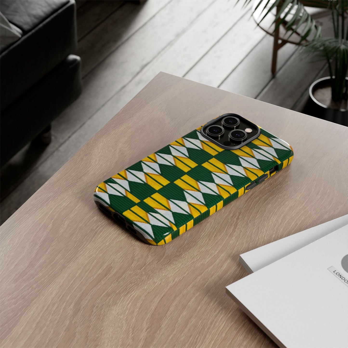 Green Yellow White iPhone Tough Cases | Ankara iPhone Case | Afrocentric iPhone Case