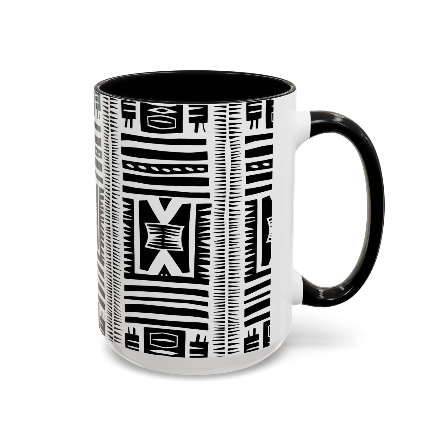 Boho Chic Accent Coffee Mug - Unique Black and White Design, Perfect Gift for Her, Modern Home Decor, Coffee Lover, Tea Enthusiast