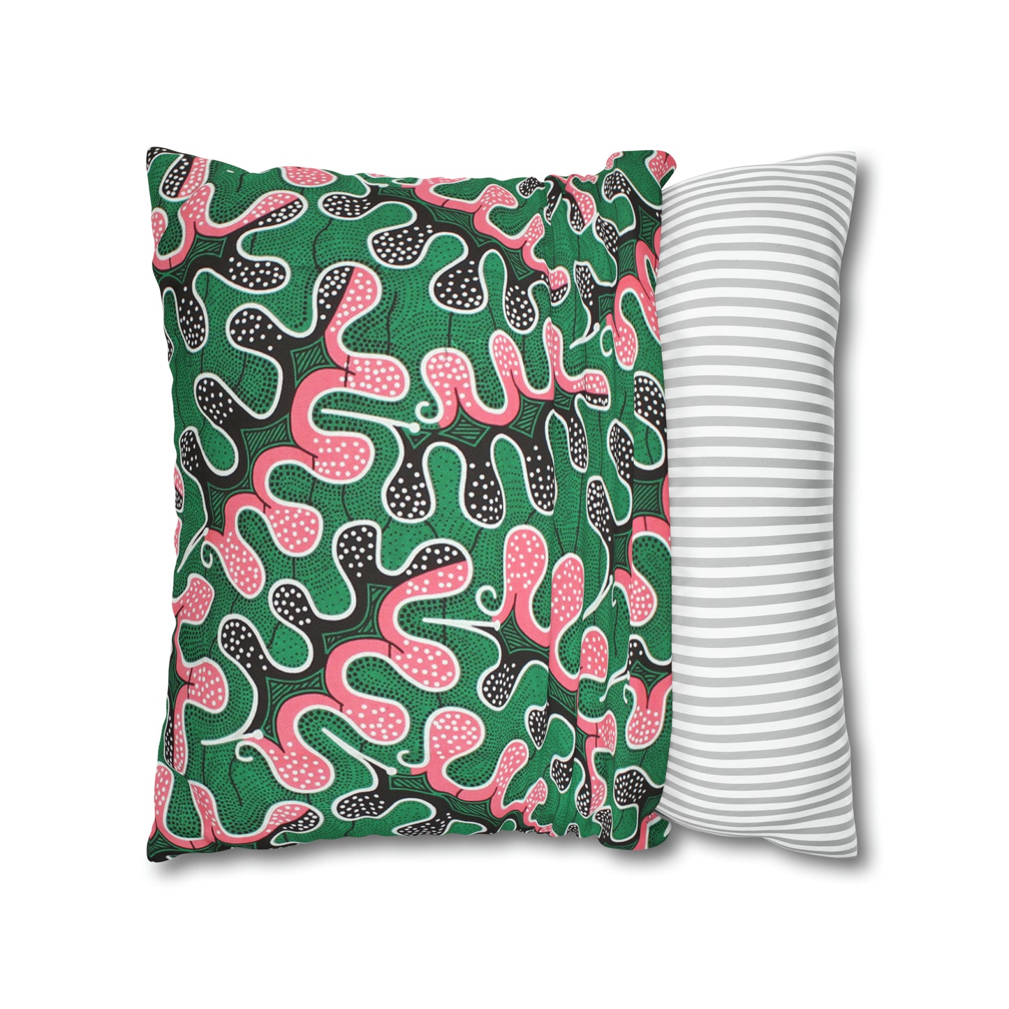 Pink and Green Ankara Square Pillow Case | Afrocentric Pillow Case