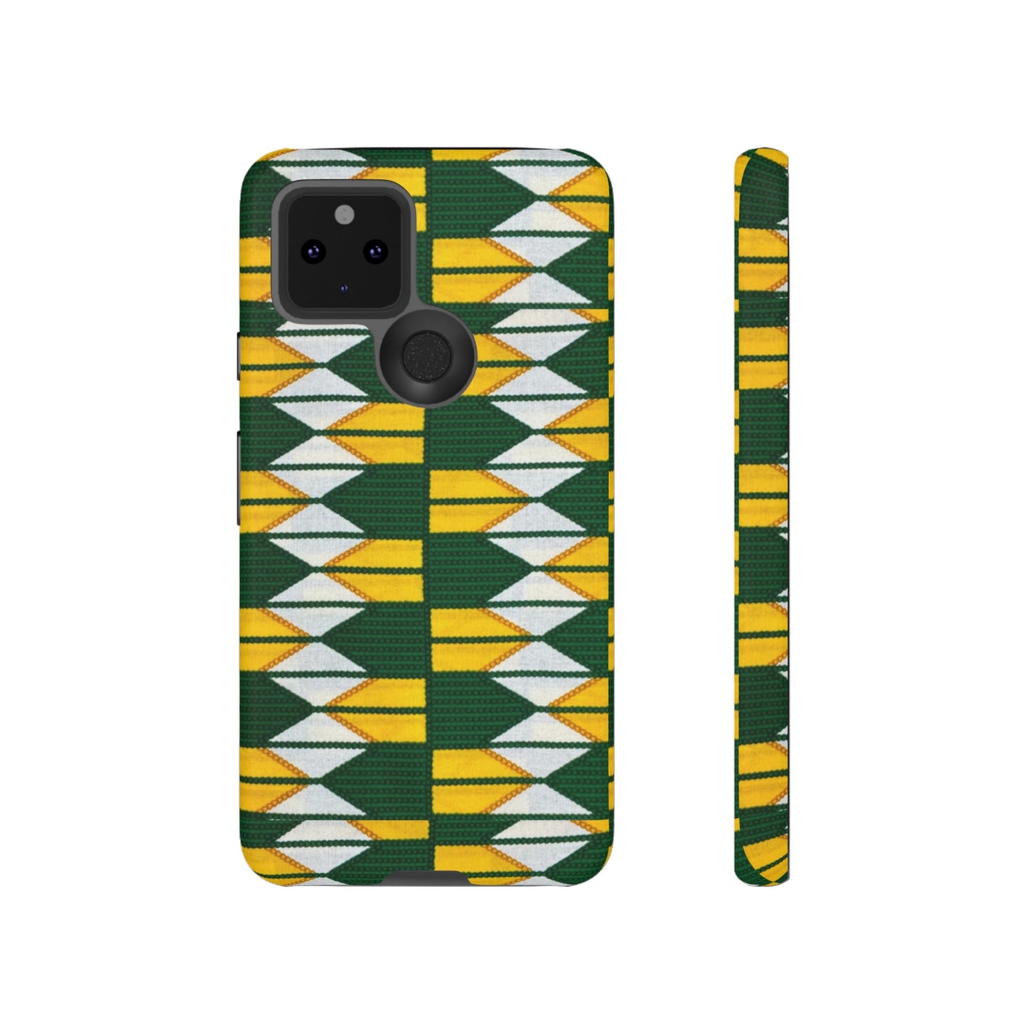 Green Gold White Ankara Google Pixel Tough Cases | African Google Pixel Case | Afrocentric Google Pixel Case