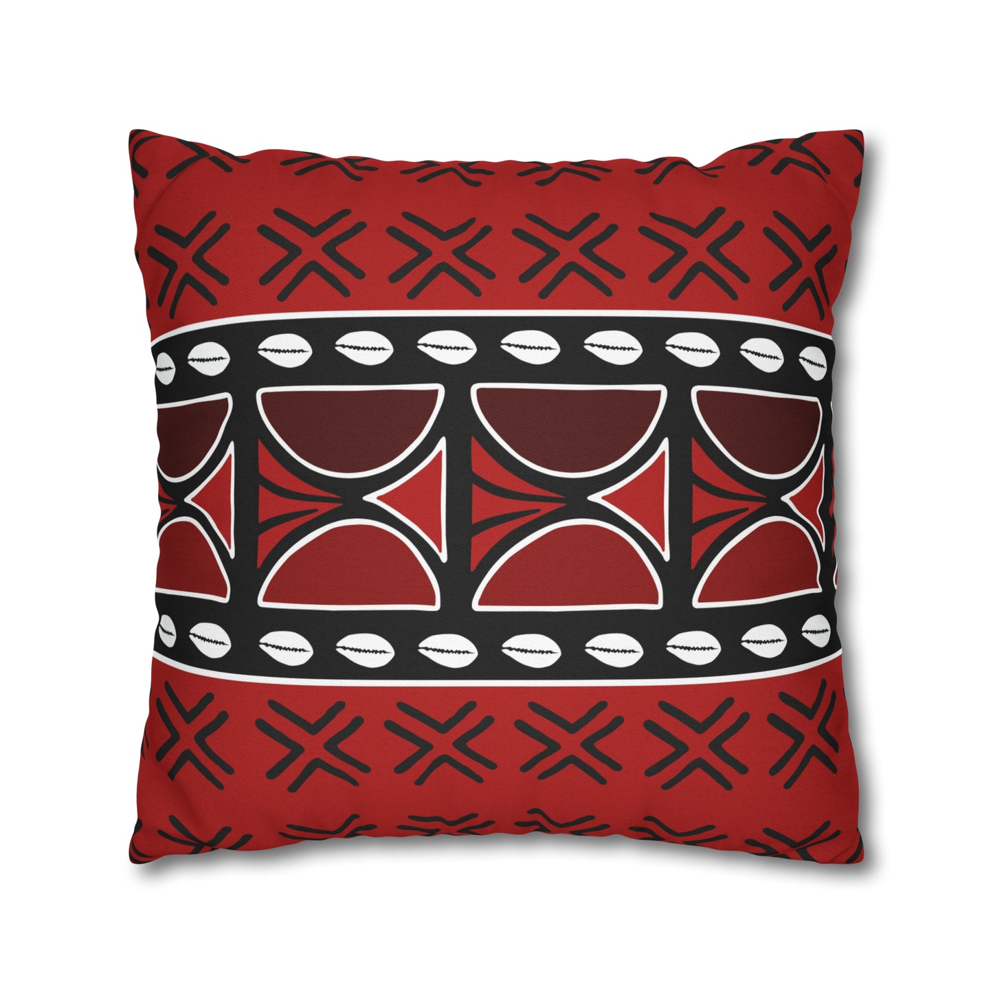 Red Mudcloth Ankara Square Pillow Case | Afrocentric Pillow Case