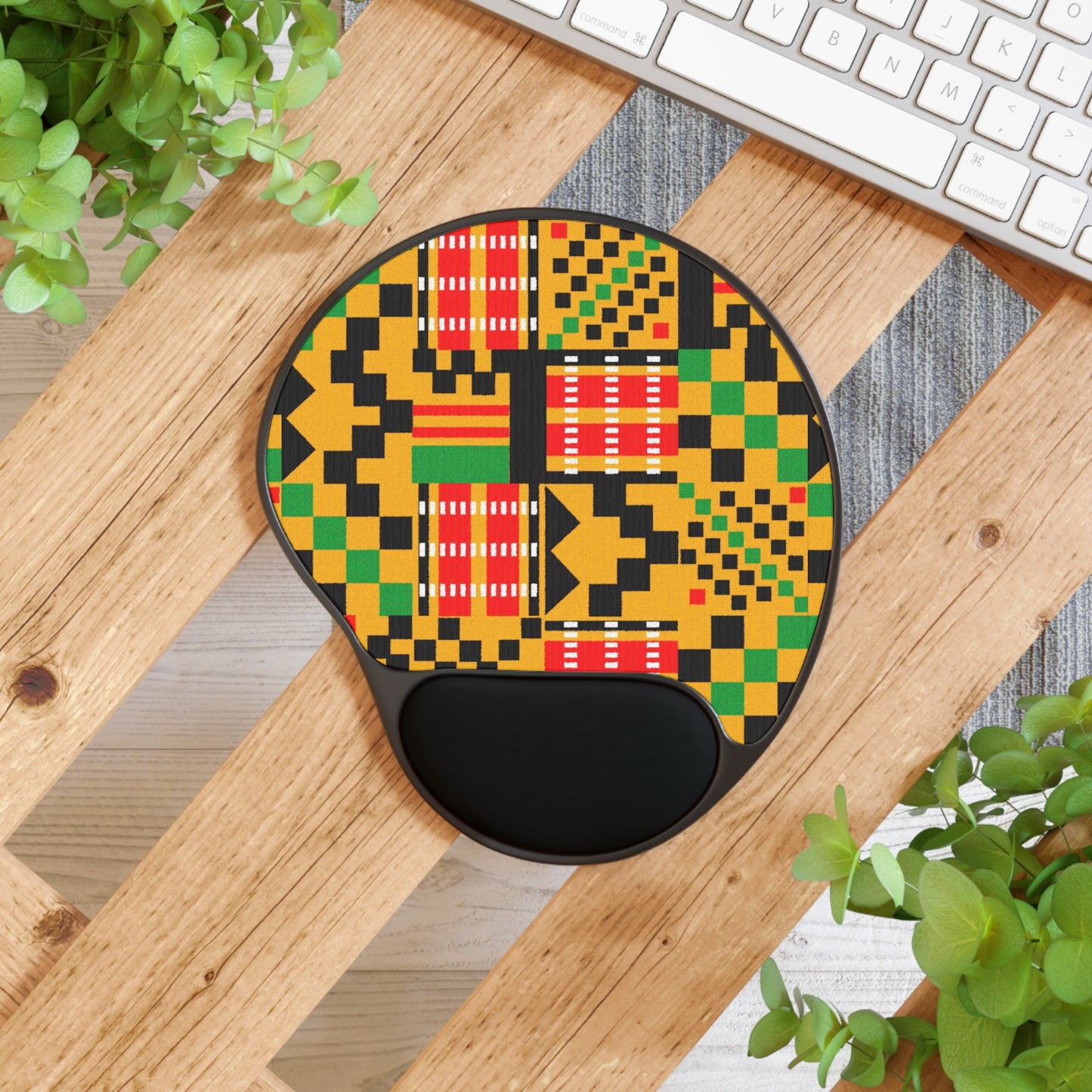 Vibrant African Print Mouse Pad with Wrist Rest - Unique Office Decor, Ergonomic Design, Gift for Students, Gamers, or Professionals