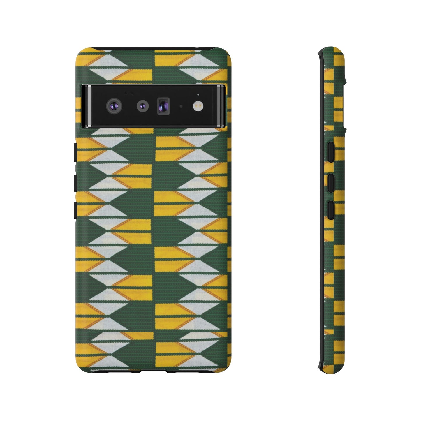 Green Gold White Ankara Google Pixel Tough Cases | African Google Pixel Case | Afrocentric Google Pixel Case
