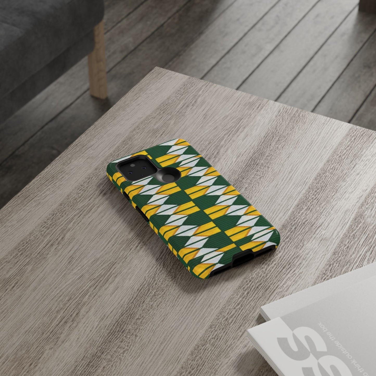 Green Gold White Ankara Google Pixel Tough Cases | African Google Pixel Case | Afrocentric Google Pixel Case