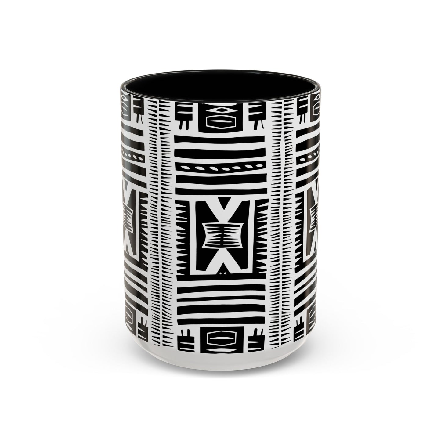 Boho Chic Accent Coffee Mug - Unique Black and White Design, Perfect Gift for Her, Modern Home Decor, Coffee Lover, Tea Enthusiast