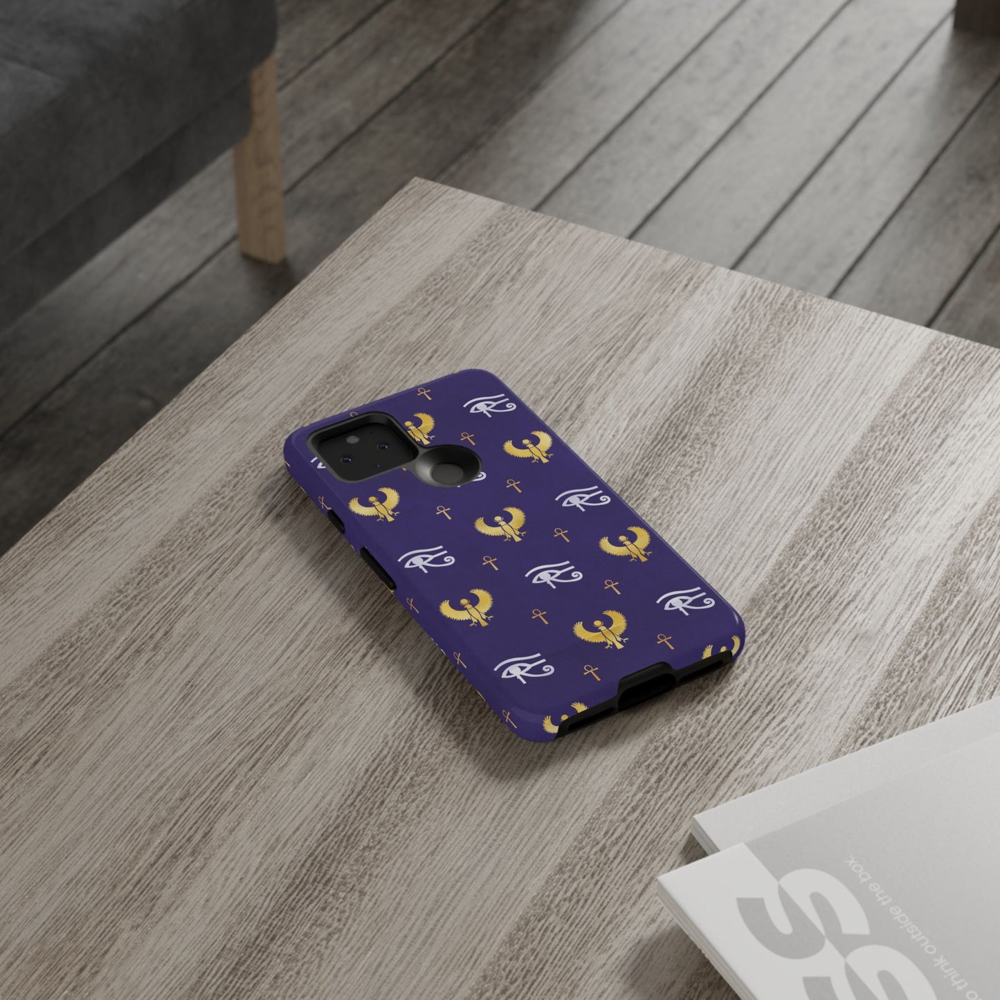 Blue Gold Egyptian Google Pixel Tough Cases | African Google Pixel Case | Afrocentric Google Pixel Case | Egyptian Phone Case