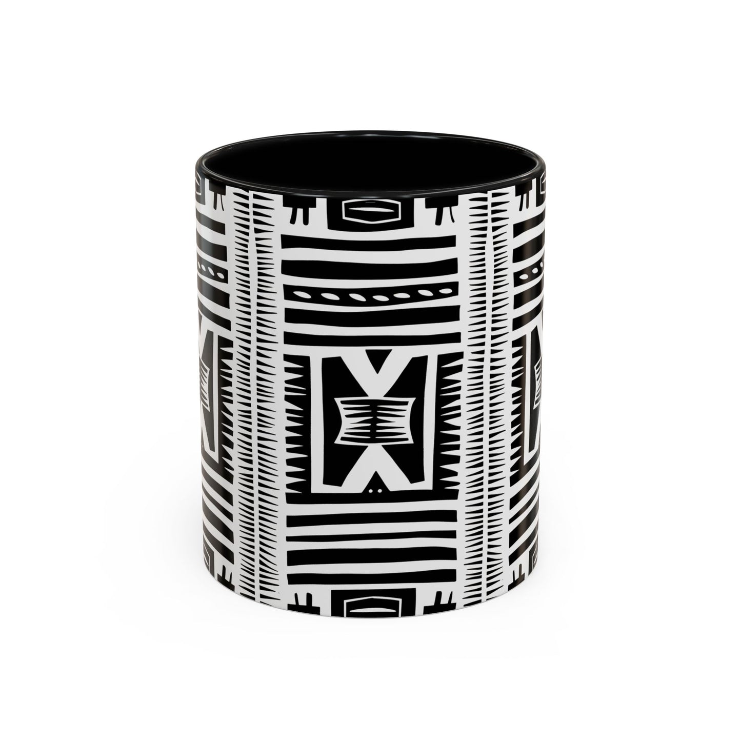 Boho Chic Accent Coffee Mug - Unique Black and White Design, Perfect Gift for Her, Modern Home Decor, Coffee Lover, Tea Enthusiast