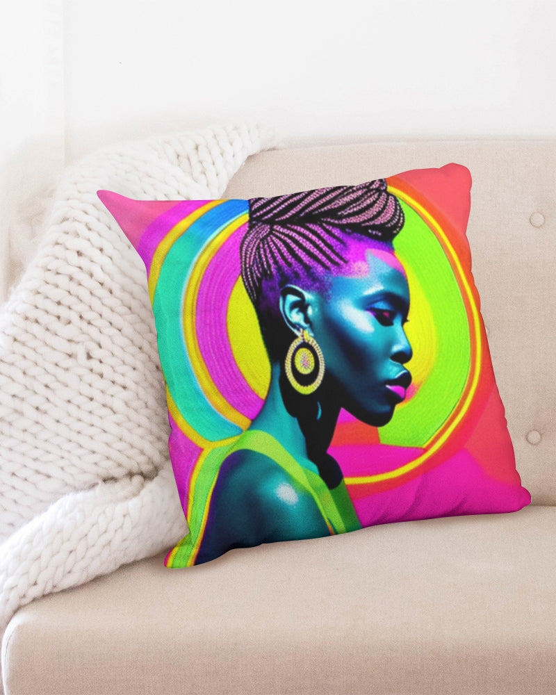 Ankara Woman Throw Pillow Case 20"x20"