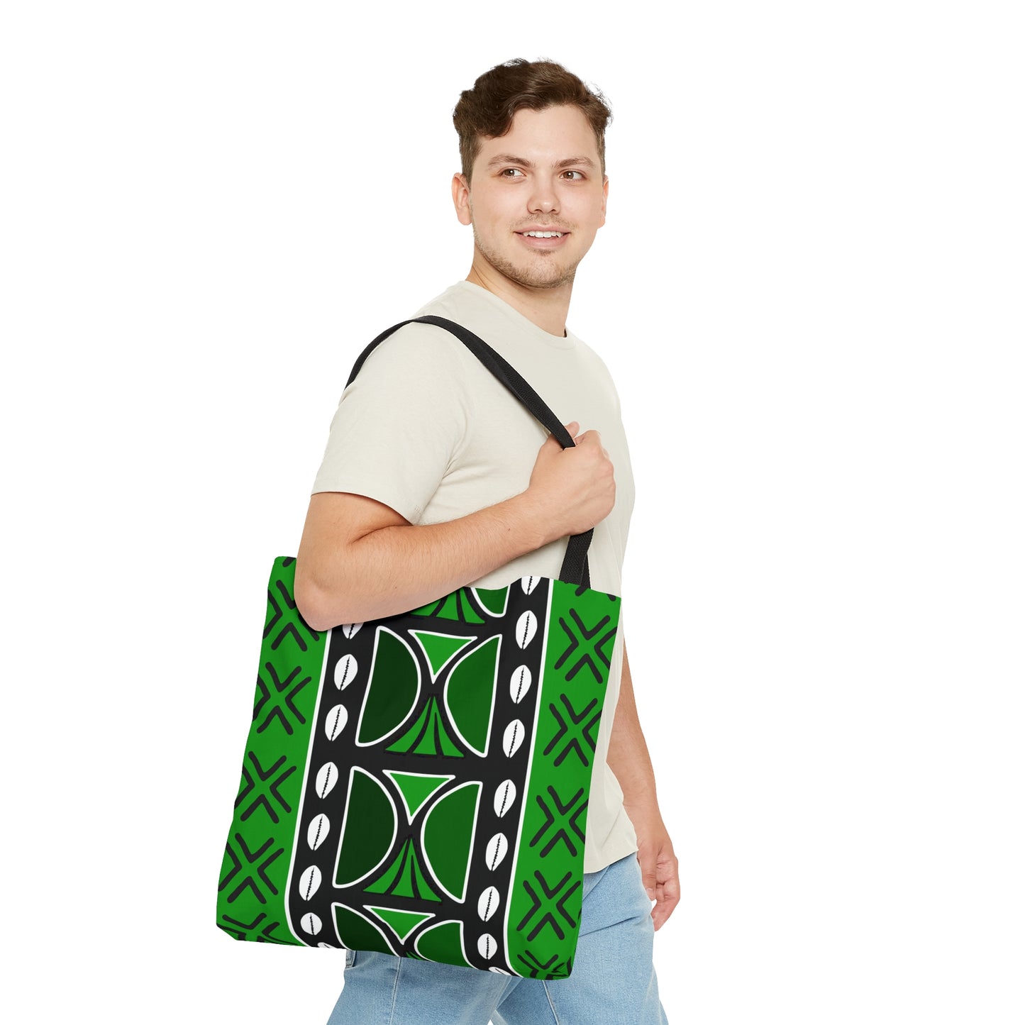Green Mudcloth Inspired Tote Bag