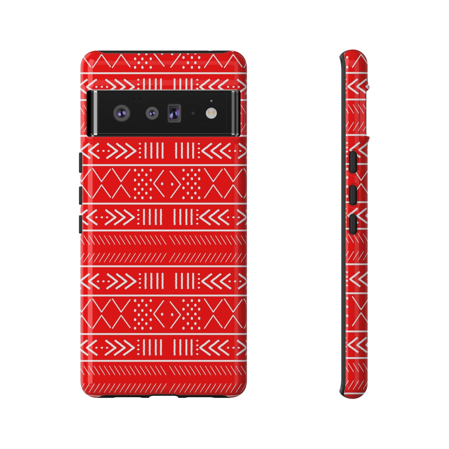 Red and White Mudcloth Google Pixel Tough Cases | African Google Pixel Case | Afrocentric Google Pixel Case | Mudcloth Phone Case
