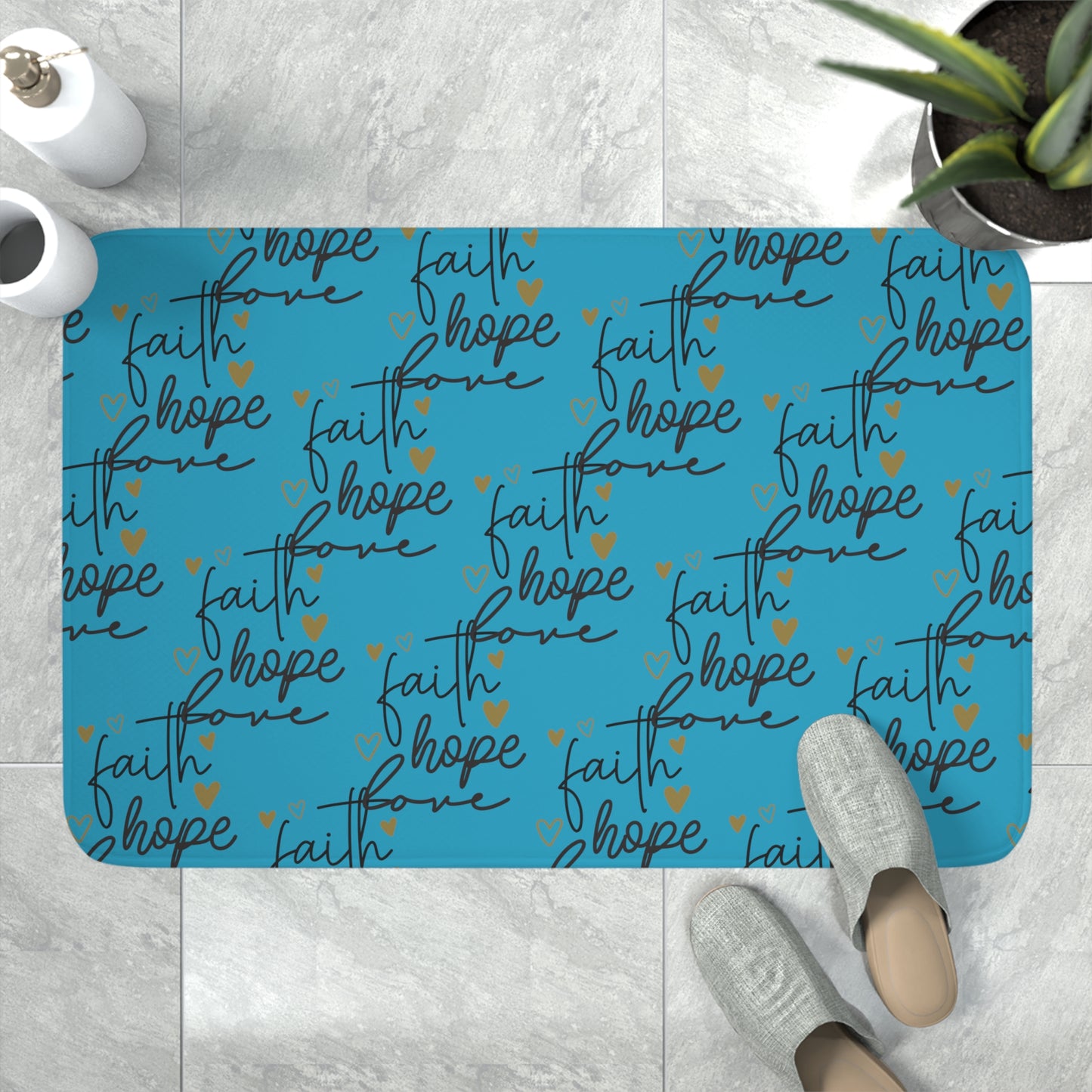 Faith Hope Love Memory Foam Bath Mat