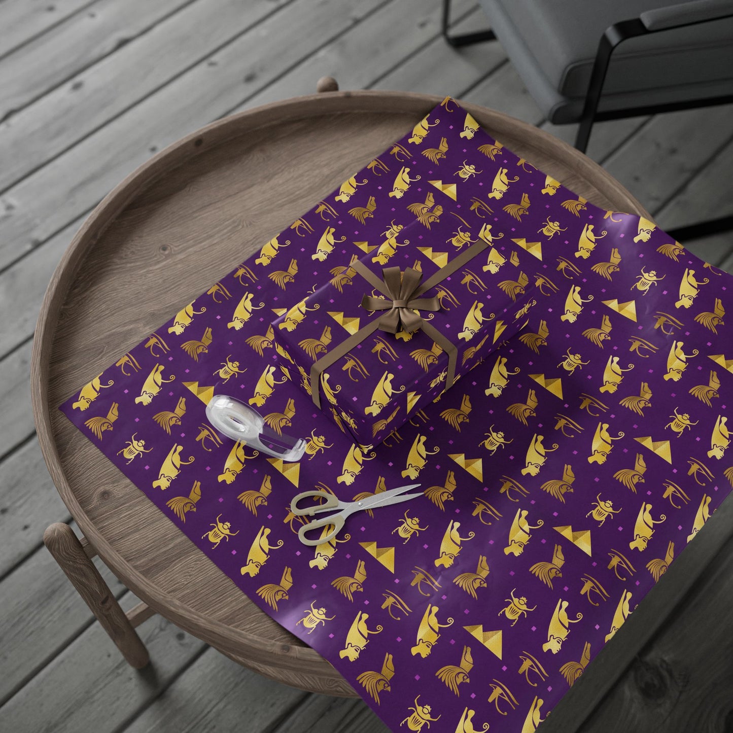 Purple and Gold Egyptian Wrapping Papers | African Wrapping Paper | Afrocentric Wrapping Paper | Ankh Craft Paper