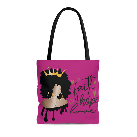 Pink Faith...Hope...Love Tote Bag