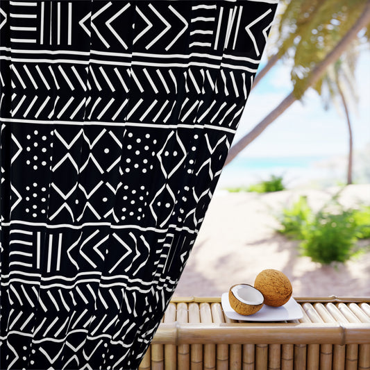 50× 84 Black and WhitebMudcloth Inspired Blackout Window Curtains (1 Piece)