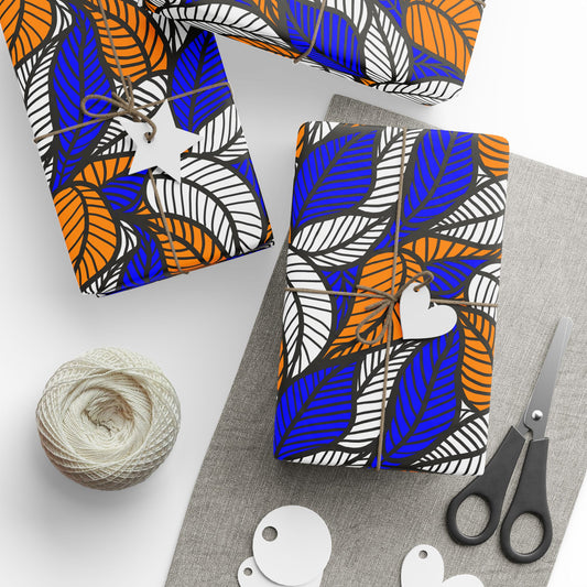 Blue Leaf Ankara Wrapping Papers | African Wrapping Paper | Afrocentric Wrapping Paper