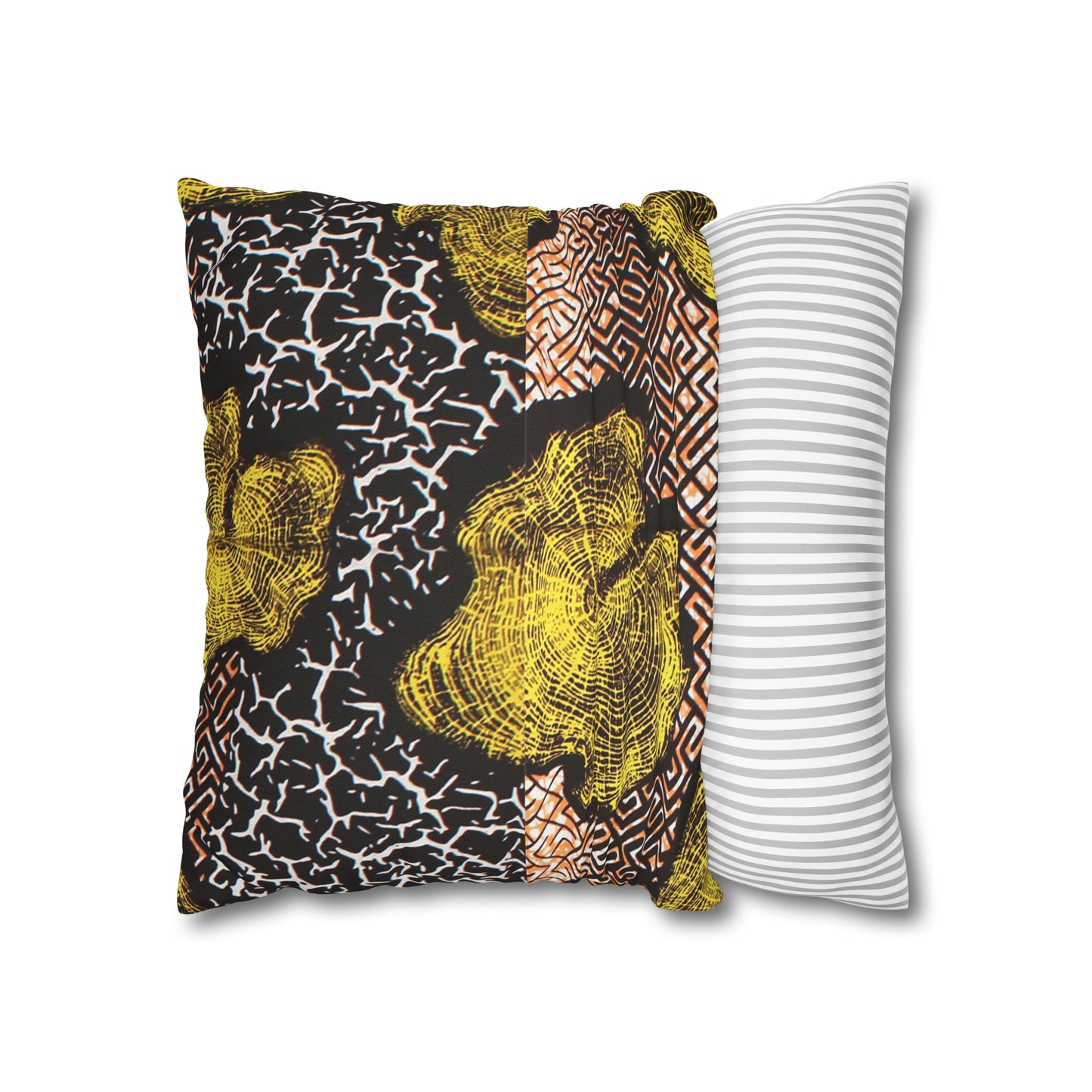 Black and Gold Ankara Square Pillow Case | Afrocentric Pillow Case