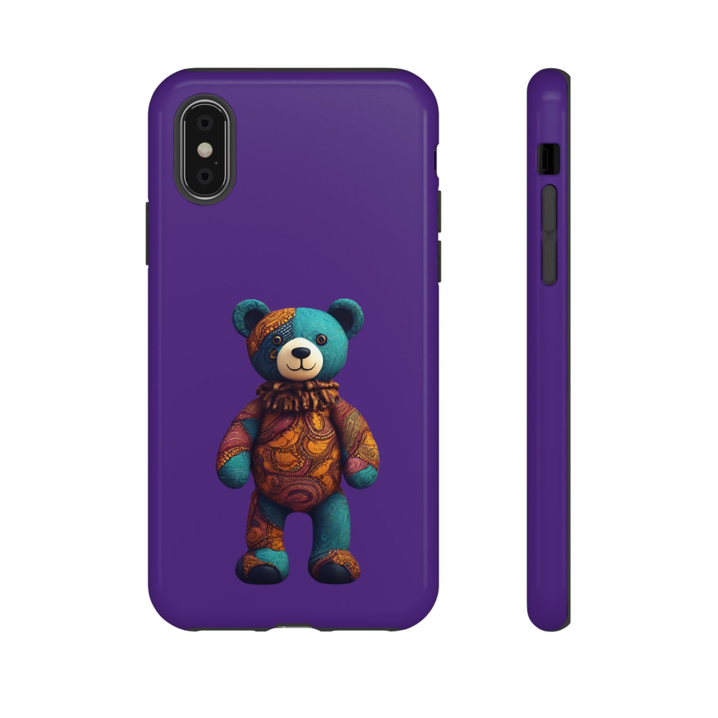 Purple and Blue Bear iPhone Tough Cases | Ankara Bear iPhone Case | Afrocentric iPhone Case