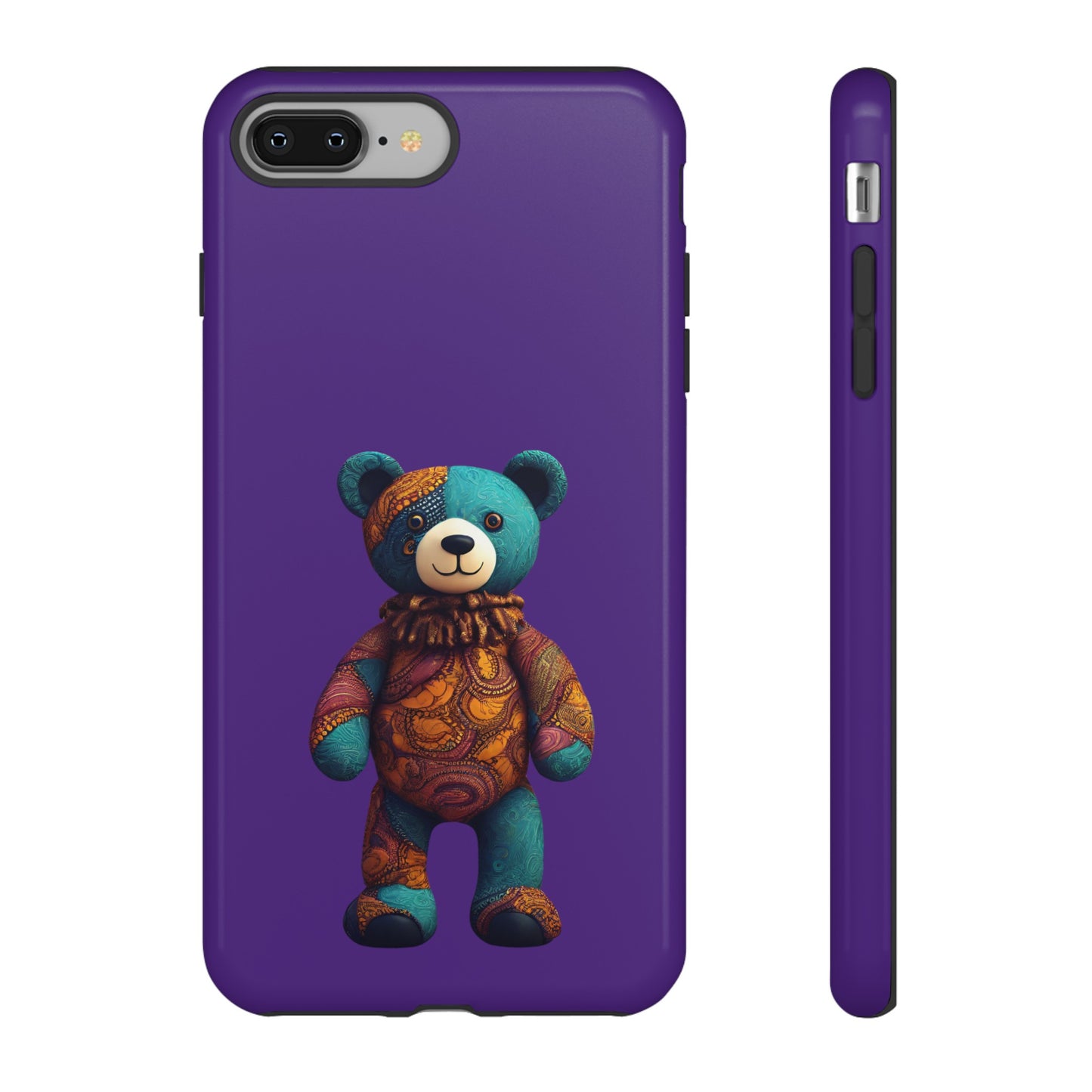Purple and Blue Bear iPhone Tough Cases | Ankara Bear iPhone Case | Afrocentric iPhone Case